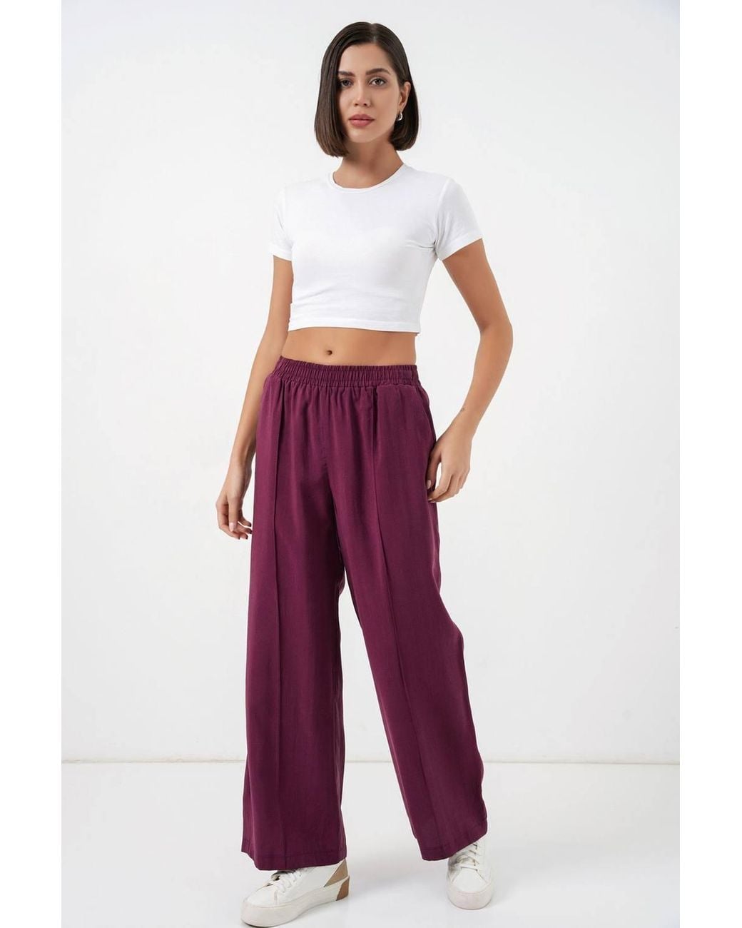 Bigdart Red Wide Leg Trousers With Elastic Waist