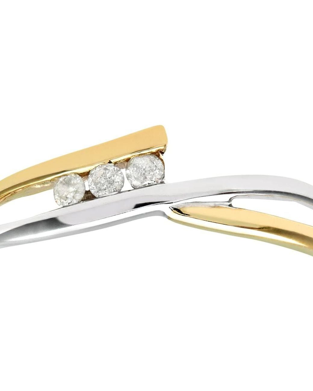 Jewelco London Metallic 9Ct & 6Pts Diamond Split Wavy Trilogy Ring 4Mm