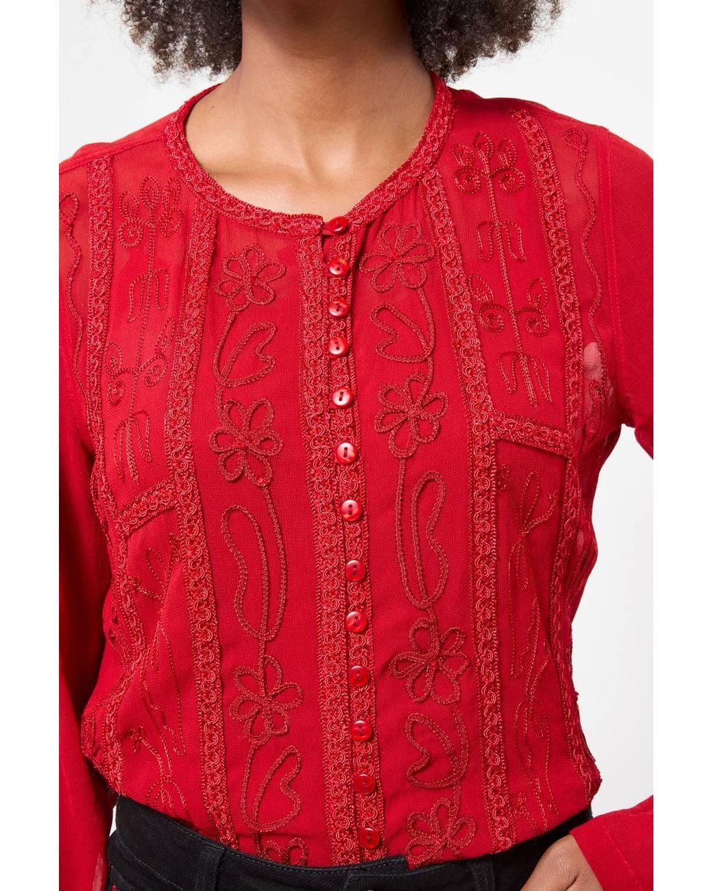 Joe Browns Emily Embroidered Button Through Blouse With Cami