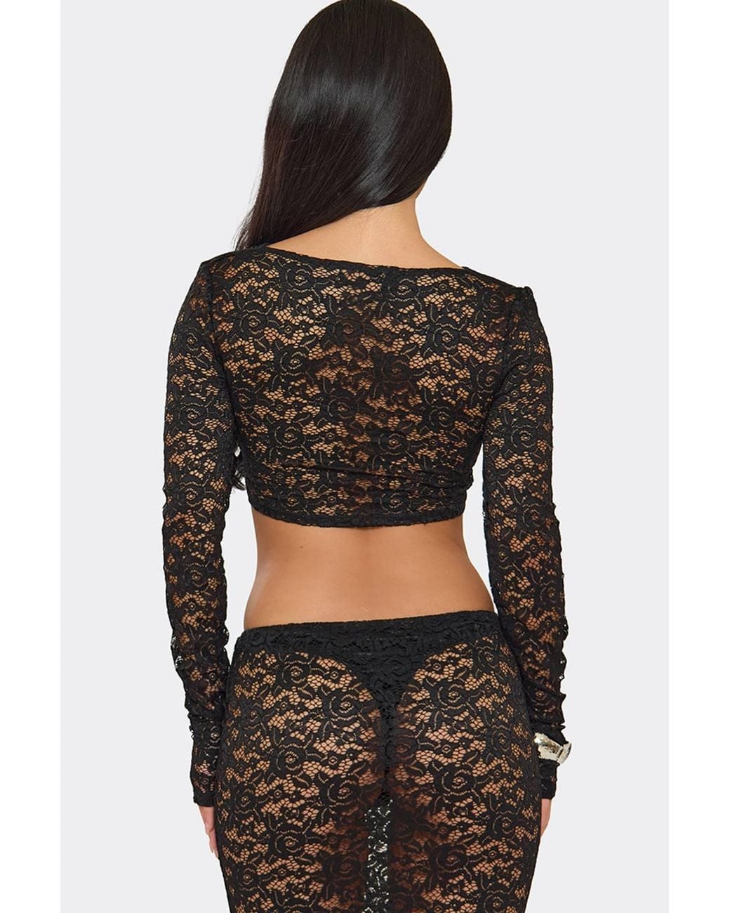 EGO Black Long Sleeve Lace Top