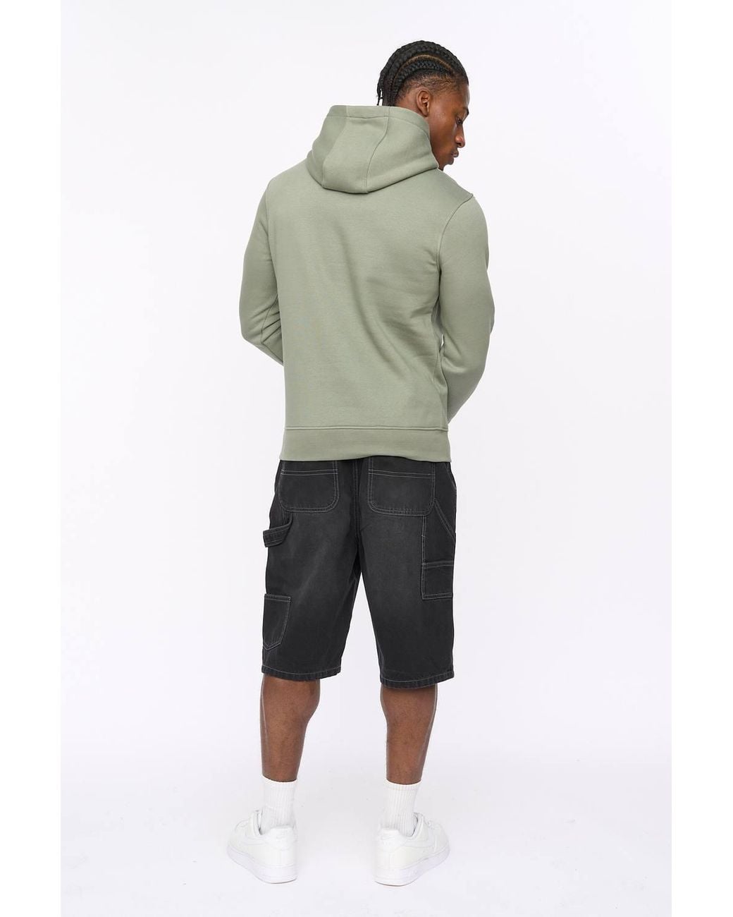 Crosshatch Green Hallfell Overhead Hoodie With Bold Chest Branding for men