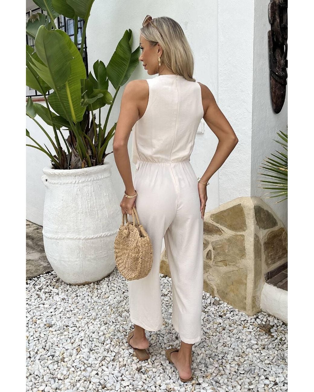 AX Paris Gray Racer Neck Tie Waist Jumpsuit