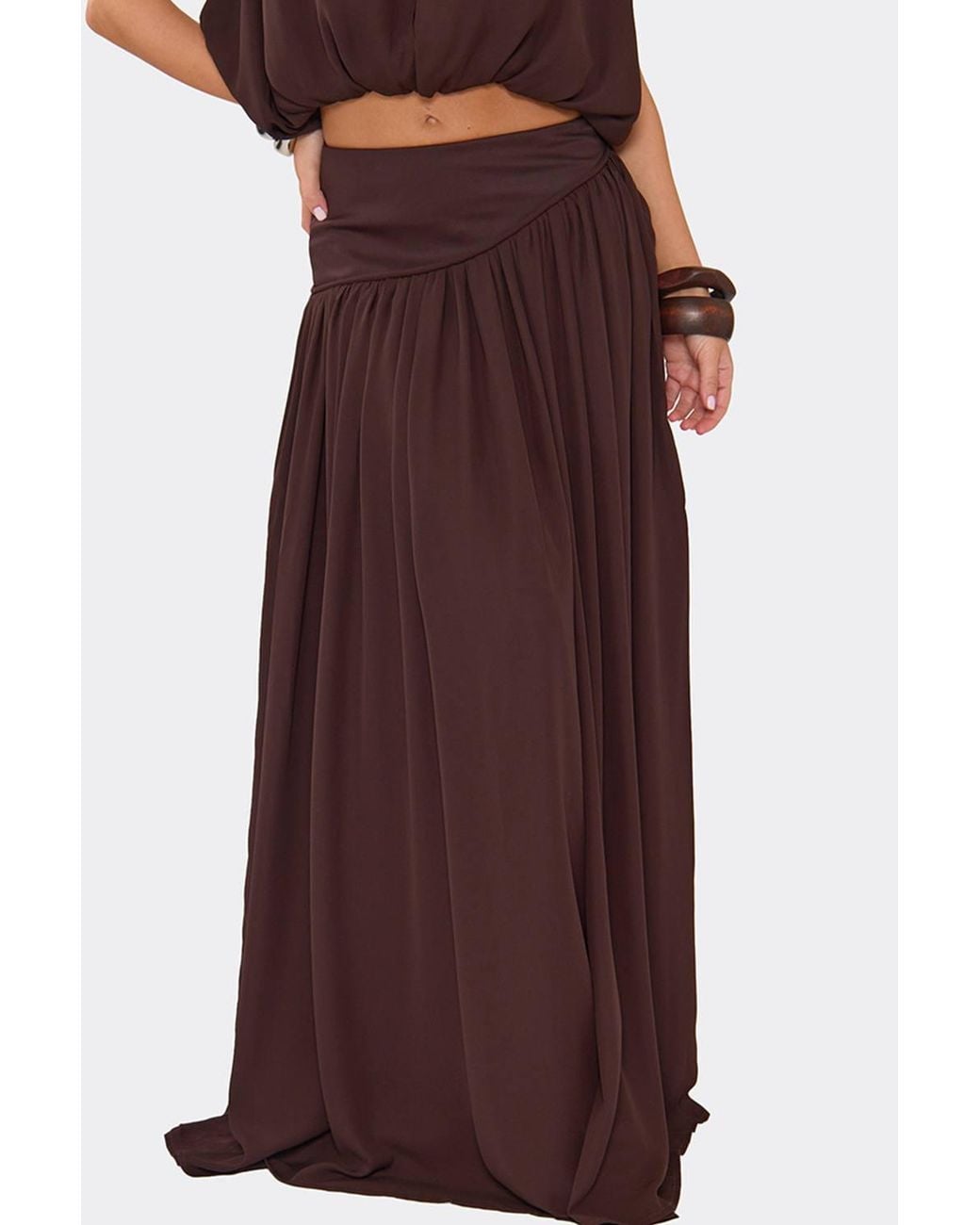EGO Purple Ruched Woven Maxi Skirt
