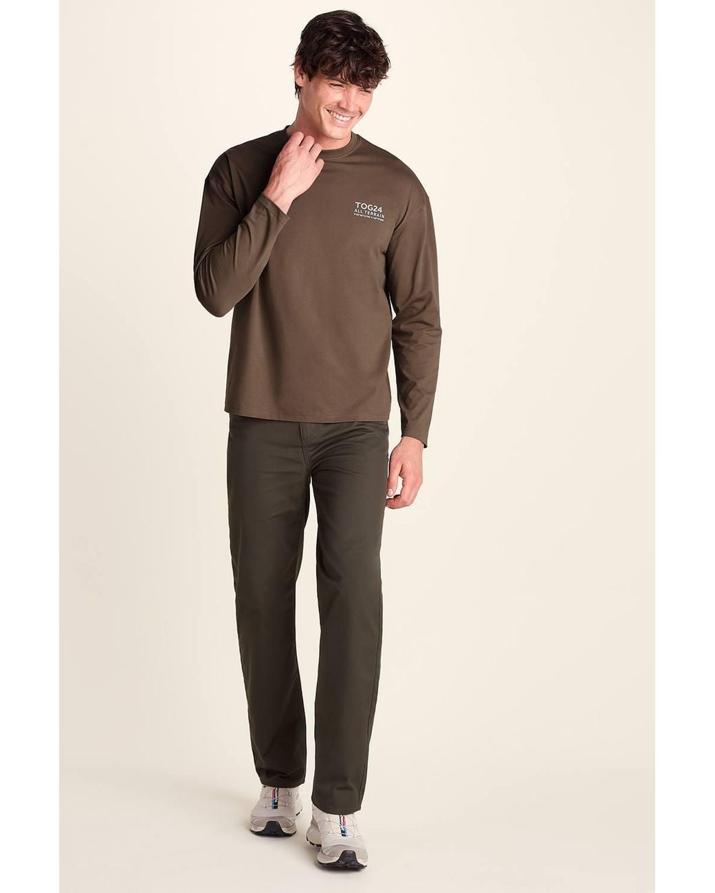 TOG24 Brown 'Lloyd' Premium Heavyweight 100% Cotton Jersey Top for men