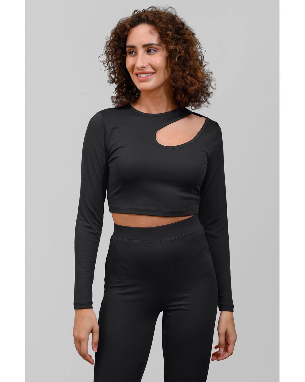 Enorsia Blue Ribbed Crop Top & High Waist Leggings Set