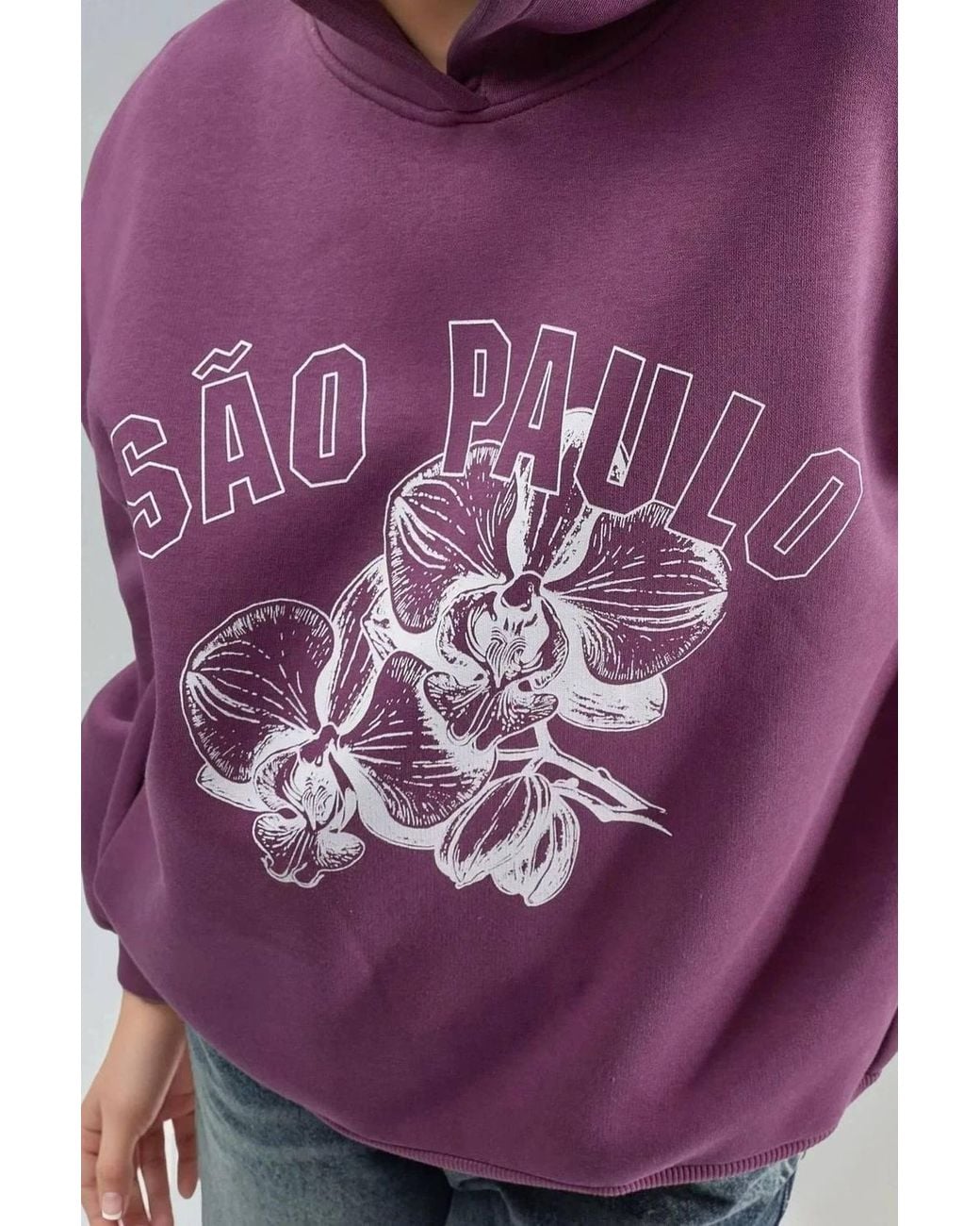 Busem Purple Oversized Printed Hooded Sweatshirt