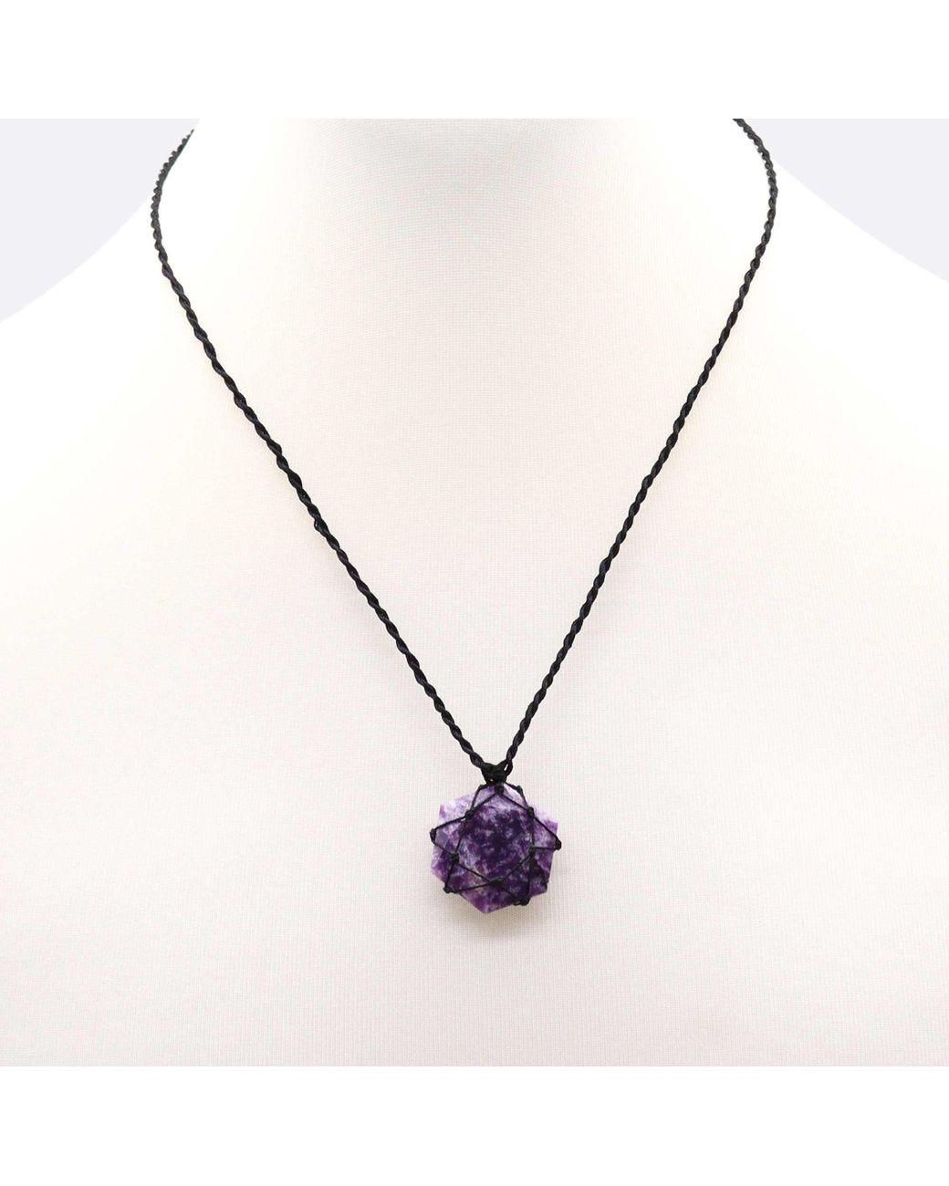 KDMD Purple Laced Gemstone Hexagon Pendant