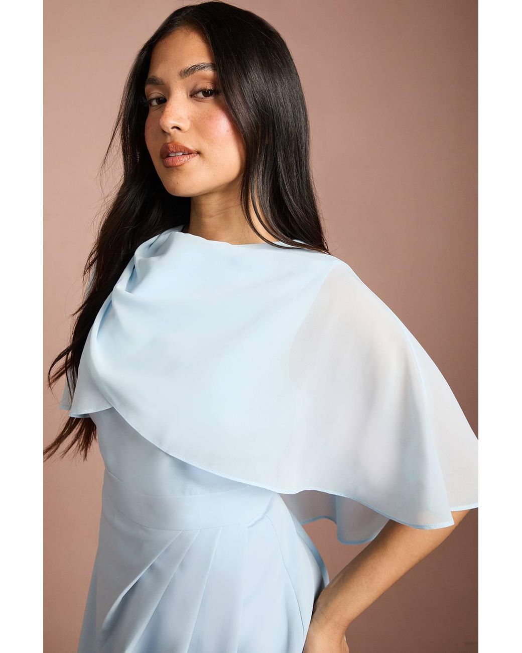 Coast Blue Petite Chiffon Cape Pencil Dress