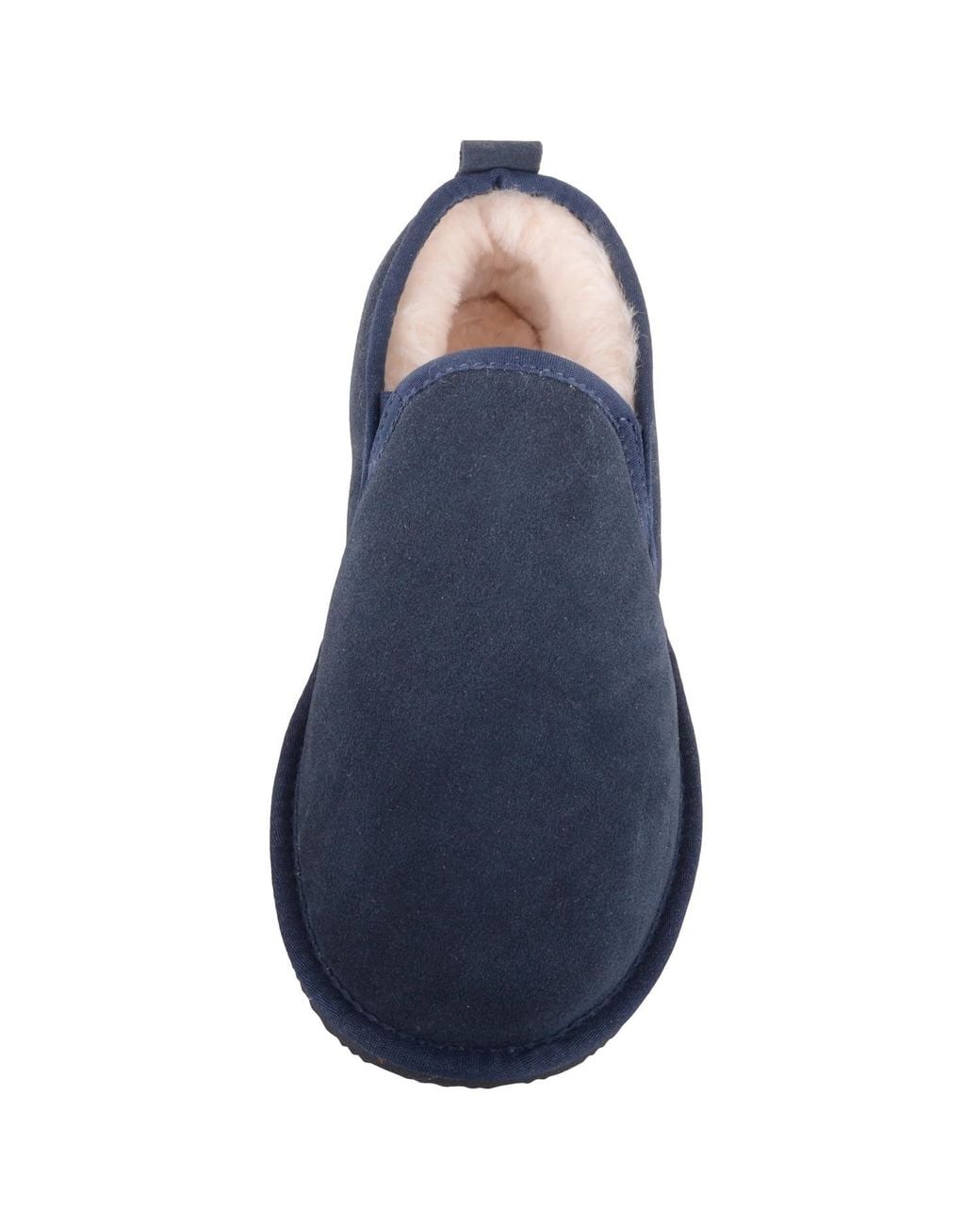Absolute Footwear Blue Sheepskin Lined Suede Slipper With Elasticated Twin Gusset for men