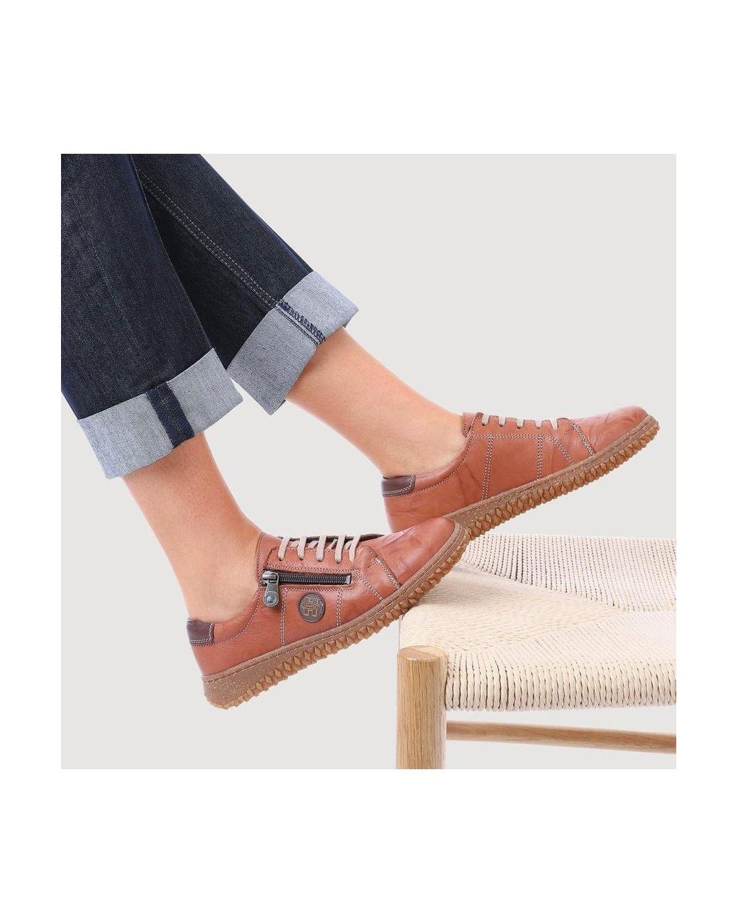 Pavers Brown Loretta Leather Trainers