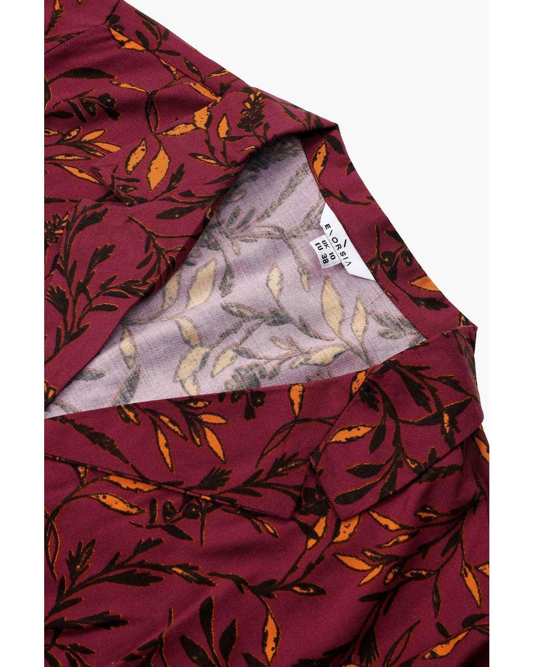Enorsia Red Garden Printed Soft Viscose Shirt Tops