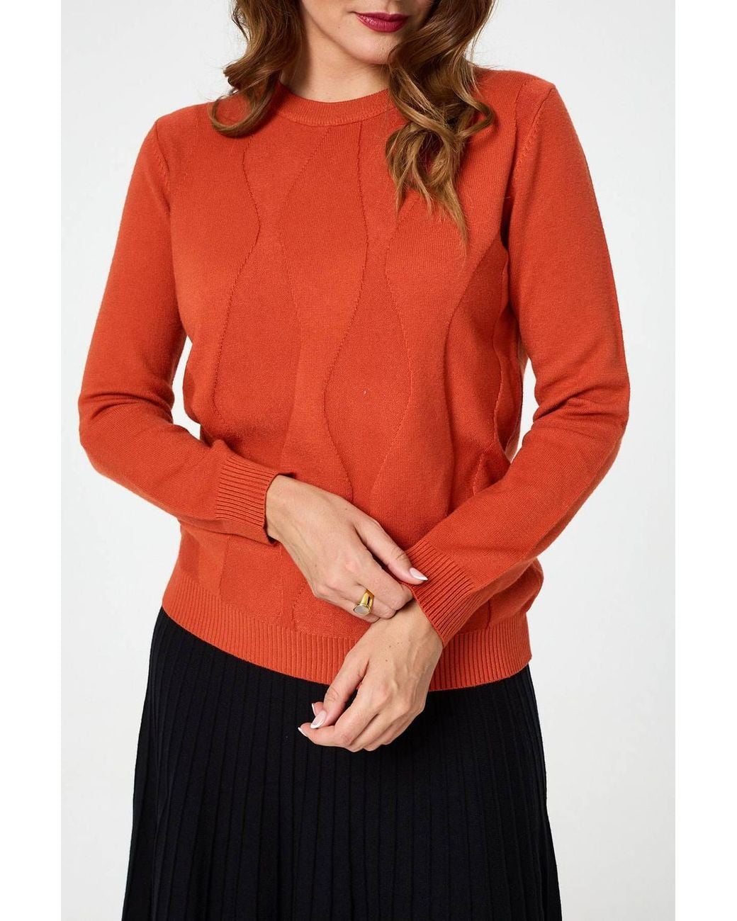Izabel London Textured Long Sleeve Slim Knit Jumper