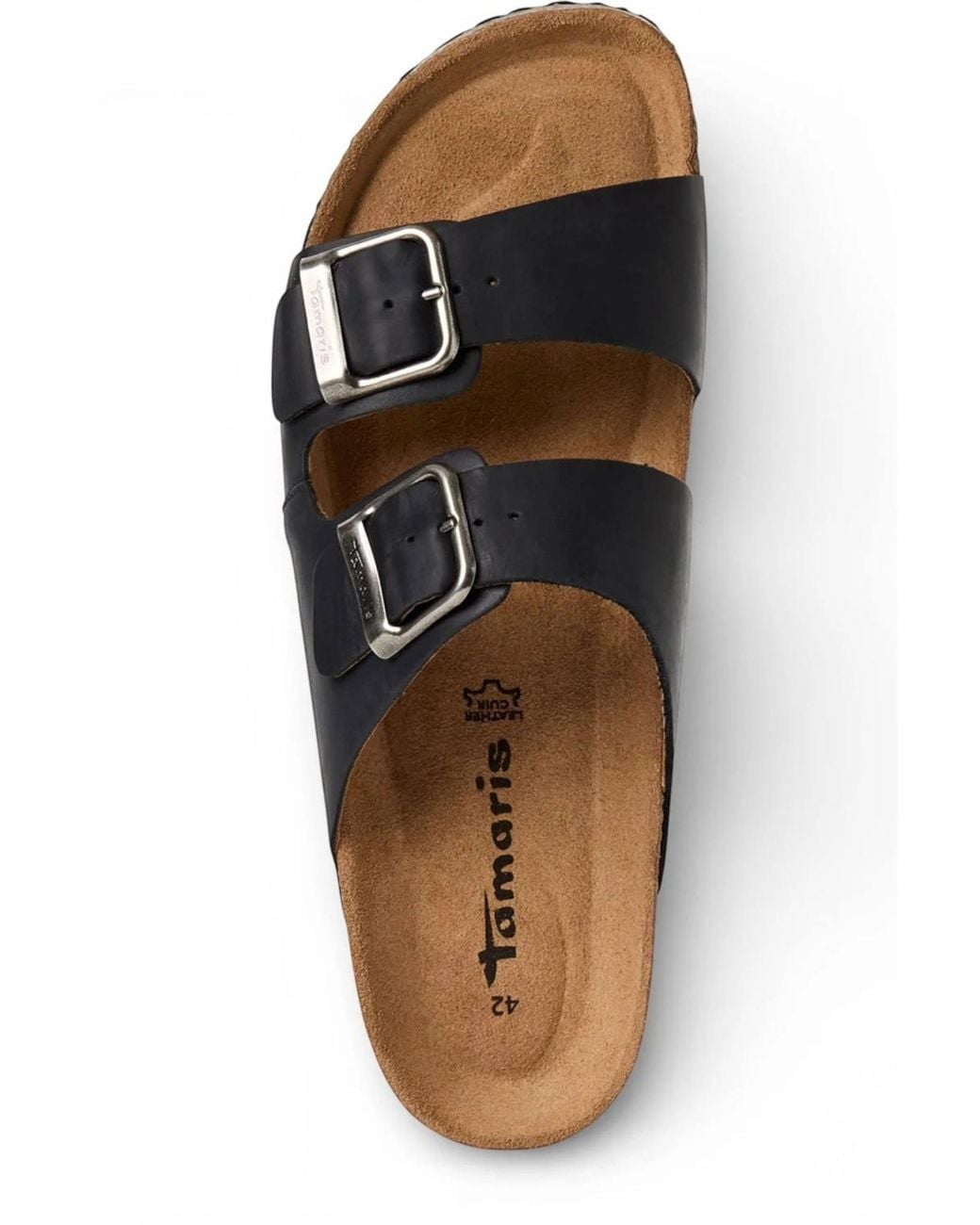 Infinity Leather Black Tamaris Leather Slip-On Footbed Slipper Sandals for men