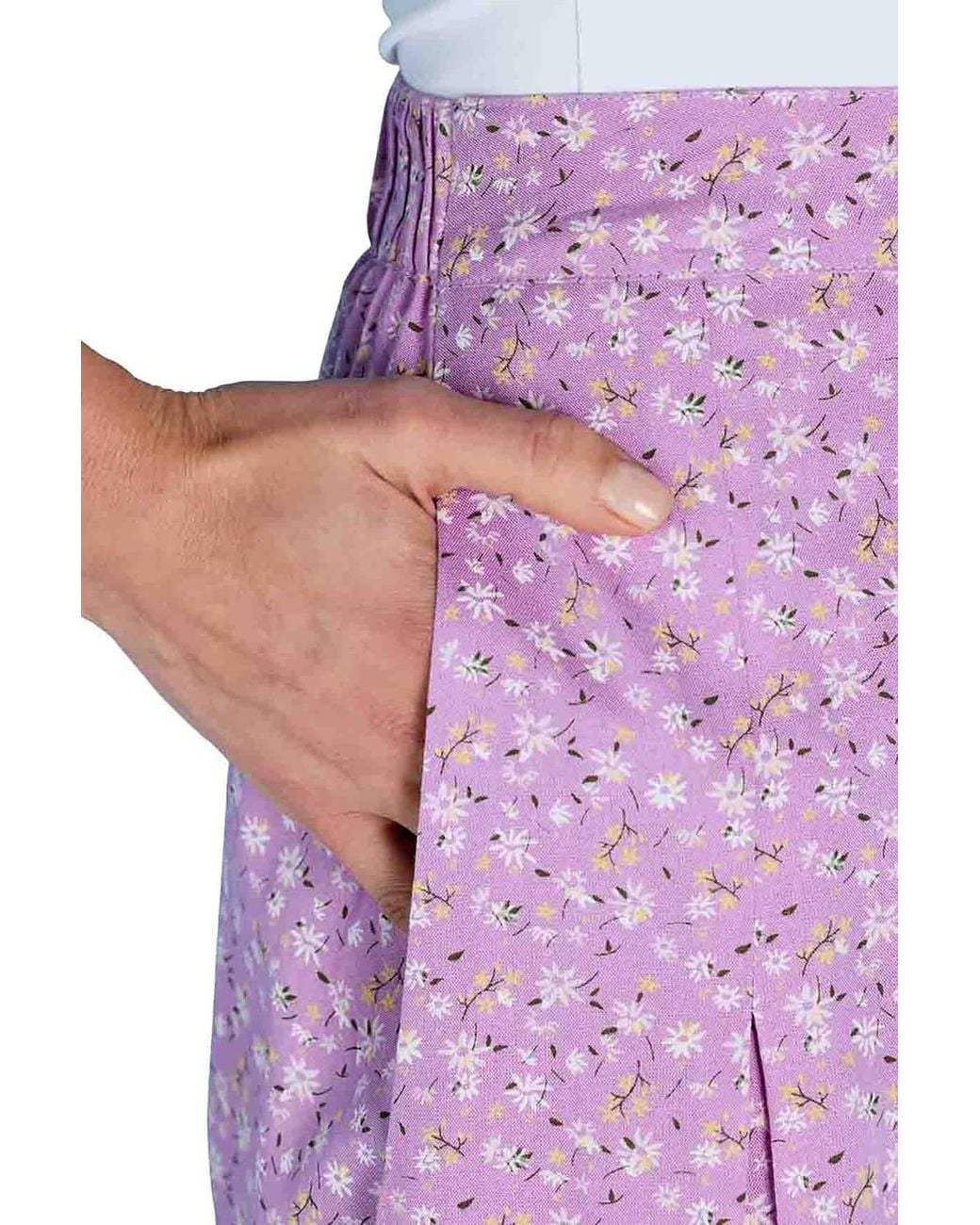 Chums Purple Viscose Print Pleat Front Skirt