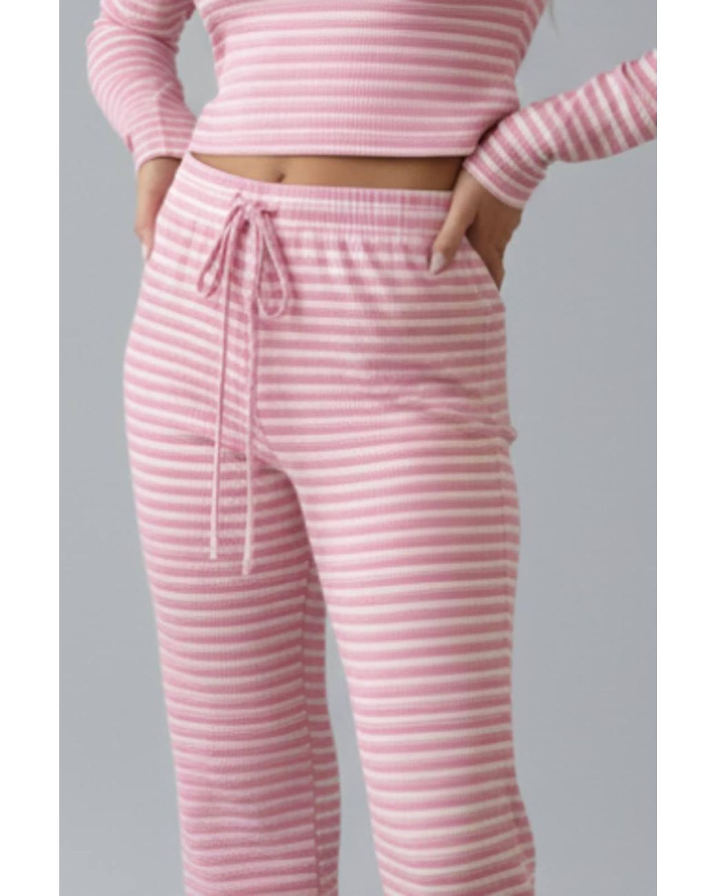 Stylewise Pink Striped Long Sleeve Top & Trouser Co-Ord