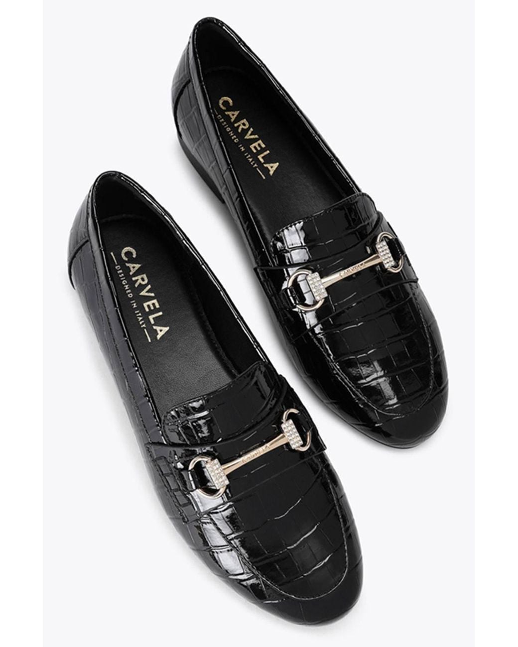 Carvela Kurt Geiger Black 'Valentina' Croc Print Flats