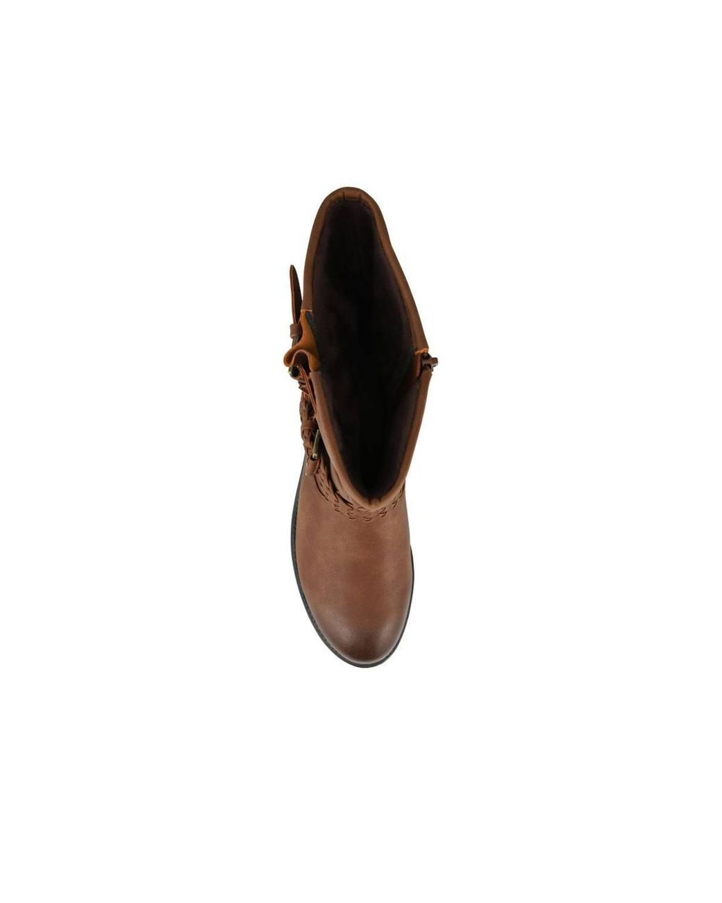 Pavers Brown Buckle-Detailed Calf Length Boots