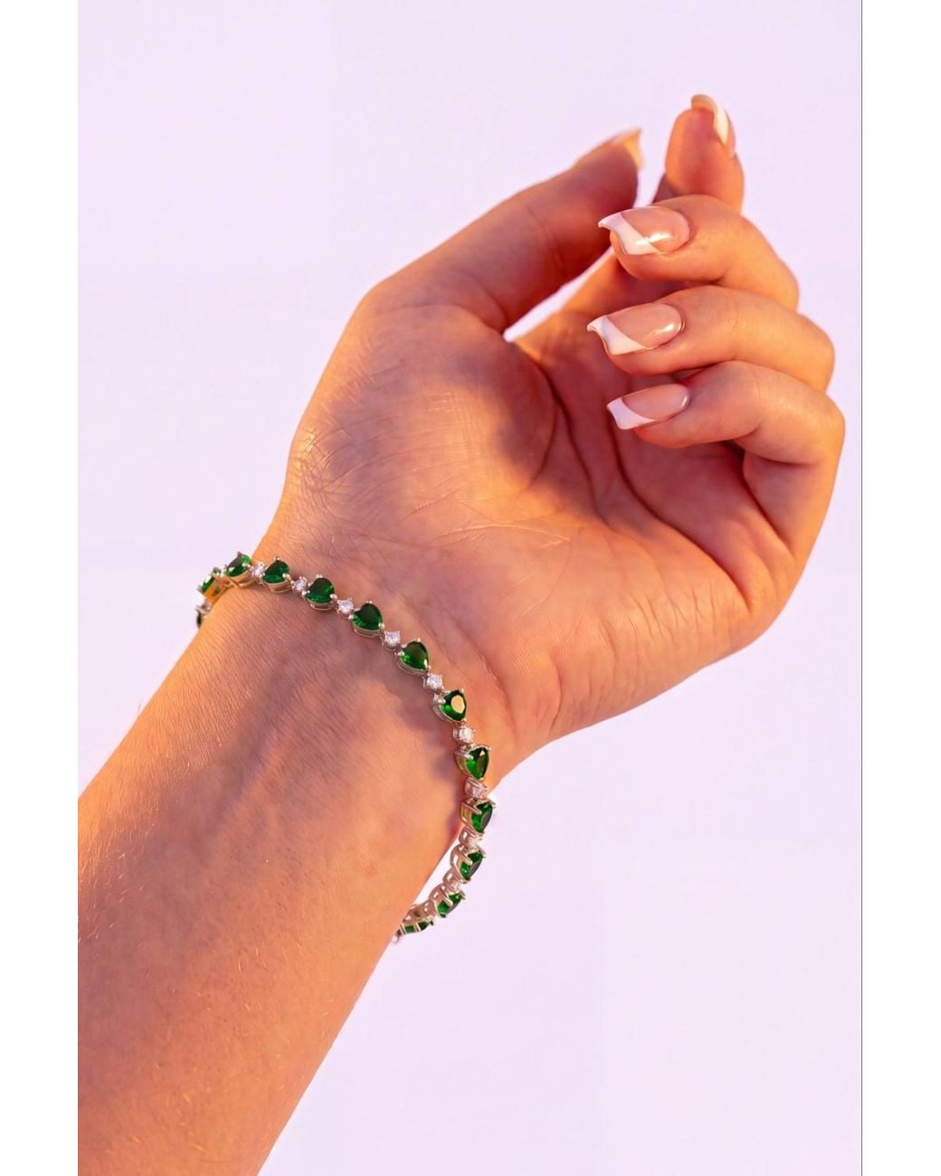 Latelita London Green Asscher Cut Heart Tennis Bracelet Emerald
