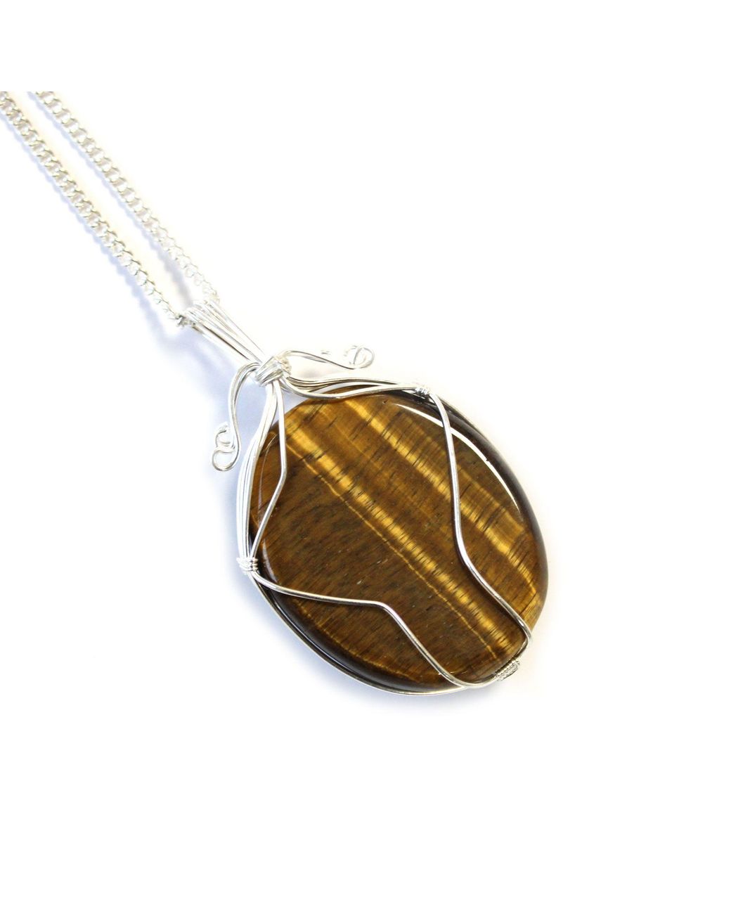 KDMD Metallic Swirl Wrapped Gemstone Necklace