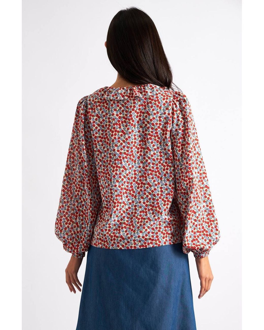 Louche Red Kyara Strawberry Fields Print Blouse