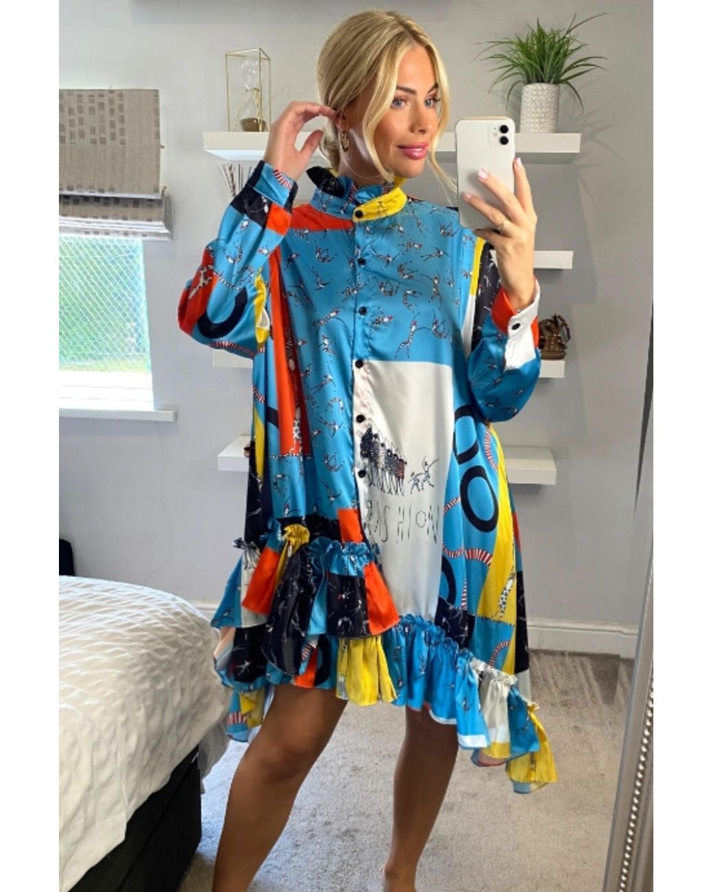 CY Blue High Low Hem Shirt Dress