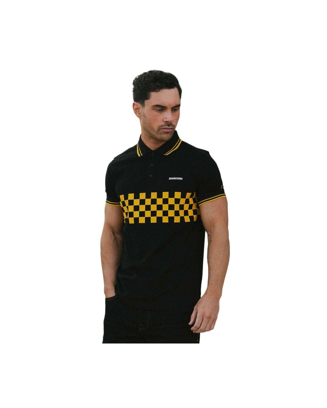 Lambretta Black Ss25 Two Tone Tipped Polo Shirt for men