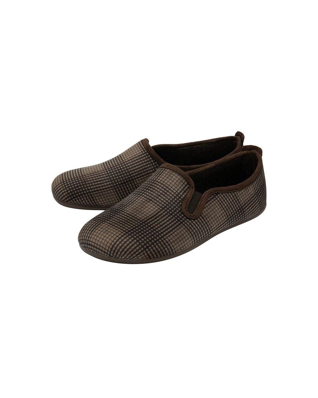 Lotus Brown 'Enrique' Check-Print Full Slippers for men