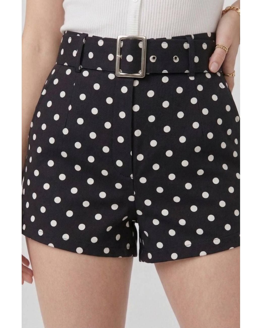 Stylewise Black Polka Dot Belted Shorts