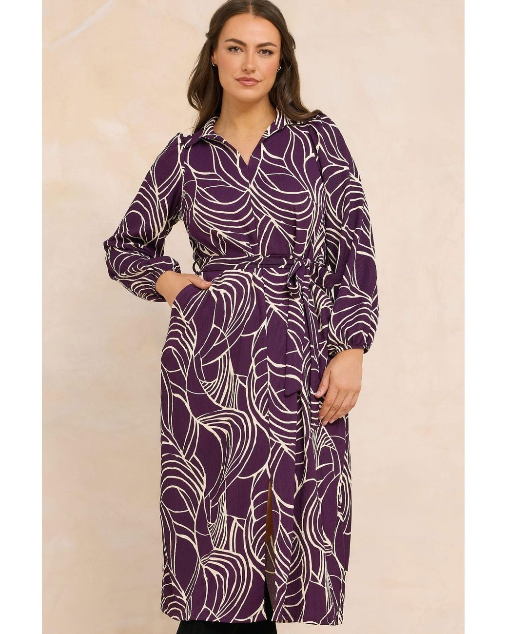 Evans Purple Printed Shirt Dress