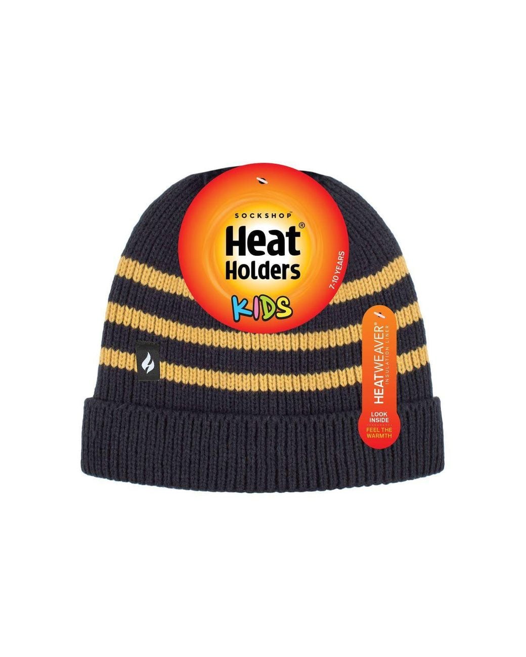 Heat Holders Blue Boy's Ribbed Knit Thermal Winter Hat With Drop Neck for men