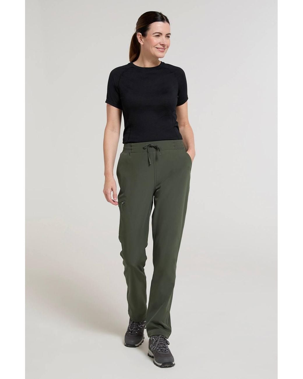 Mountain Warehouse Green 'Adventure' Water Resistant Stretchy Comfy Ribbed Waist Trousers