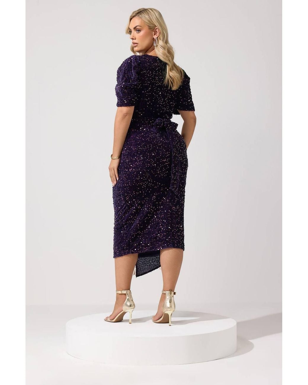 Yours Blue Sequin Velvet Wrap Maxi Dress