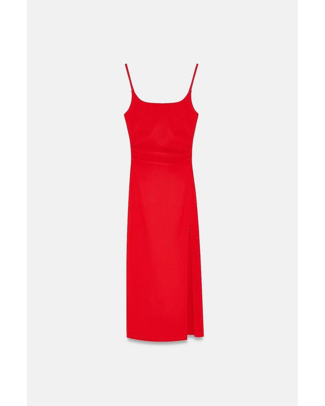Dilvin Red Sleeveless Bodycon Midi Dress