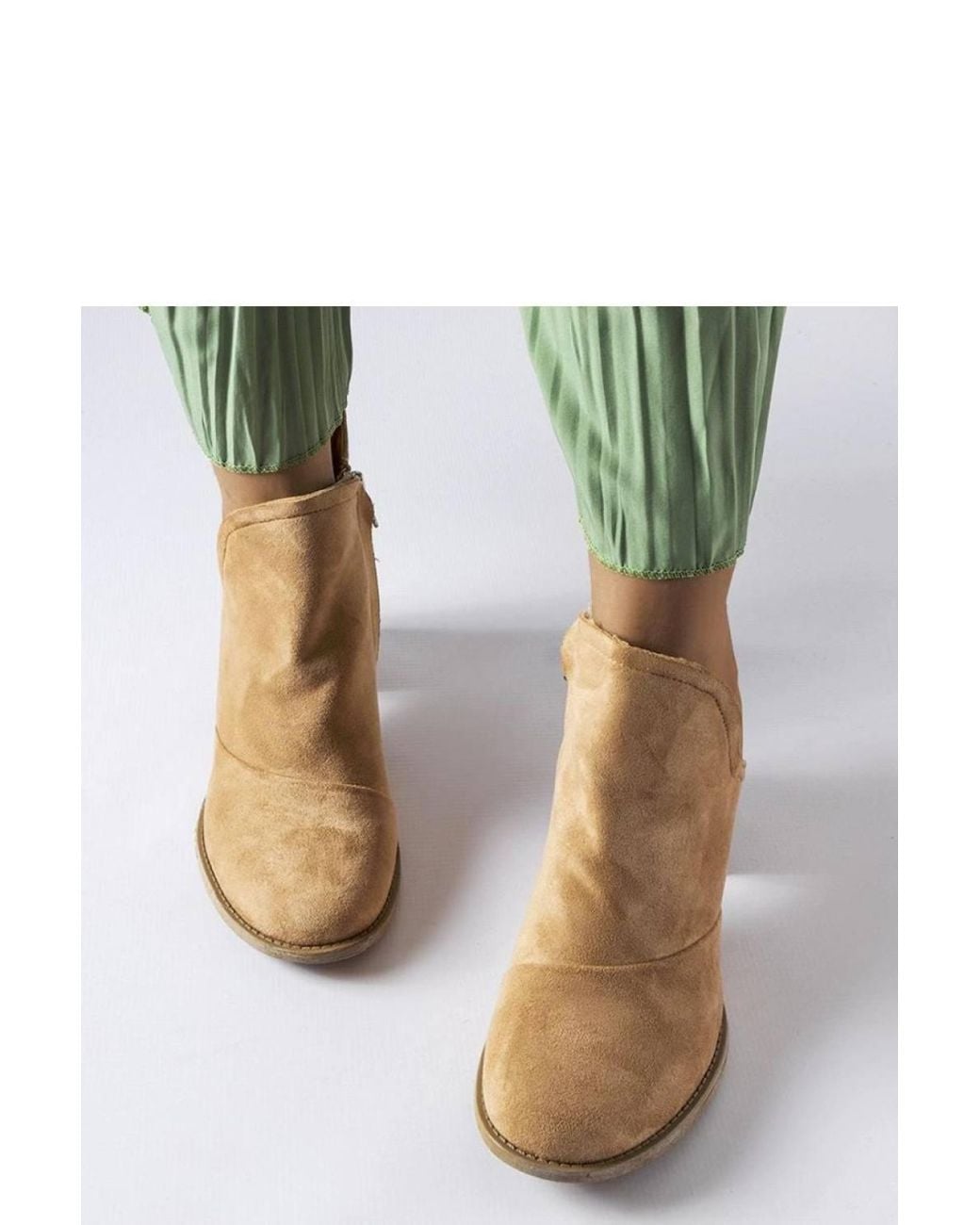Love Lace Green Winter Comfortable Heeled Boots With Zip