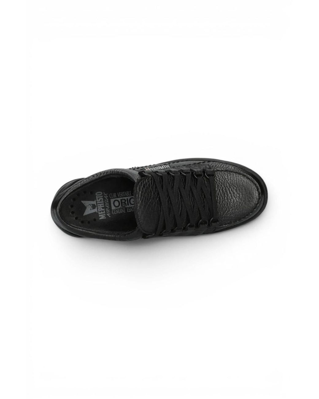 Mephisto Black Leather Walking Shoes for men