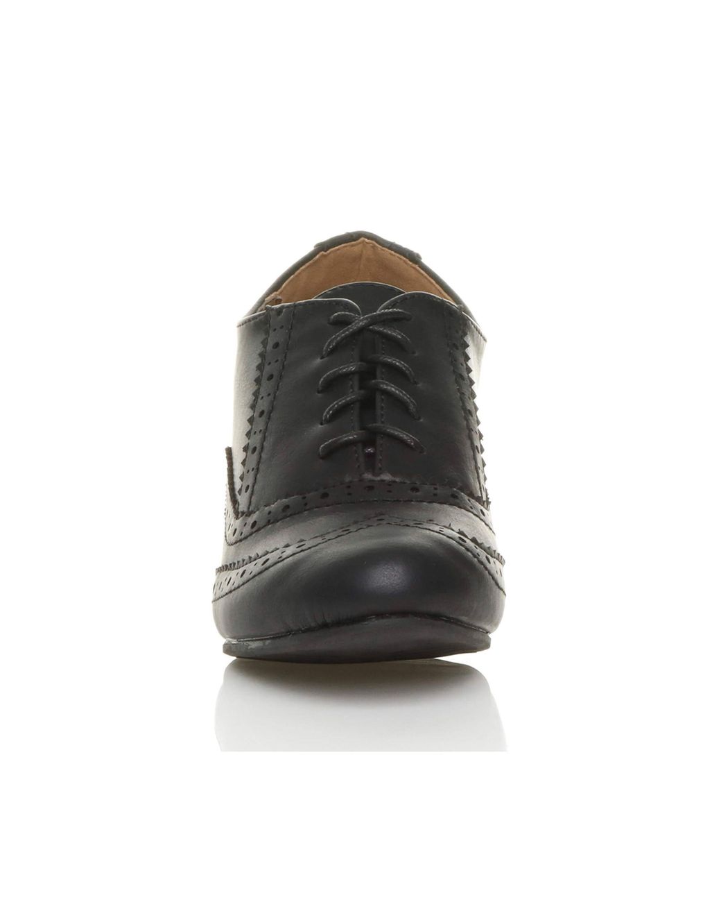 AJVANI Black Mid Heel Brogue Ankle Boots Shoe Boots