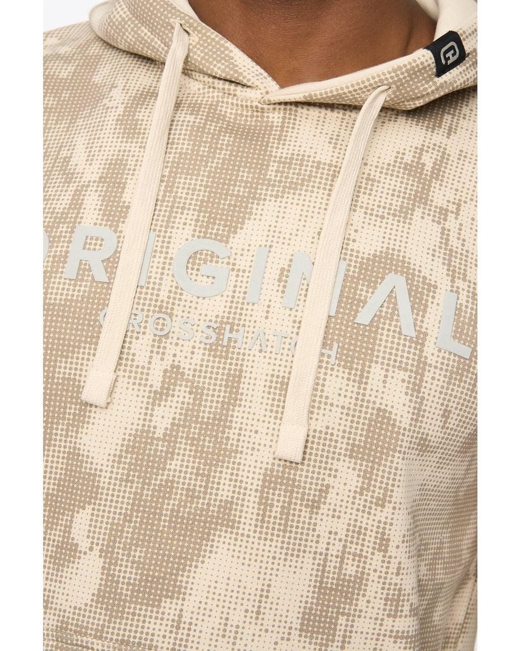 Crosshatch Natural Bardon Hoodie With High Build Graphics for men