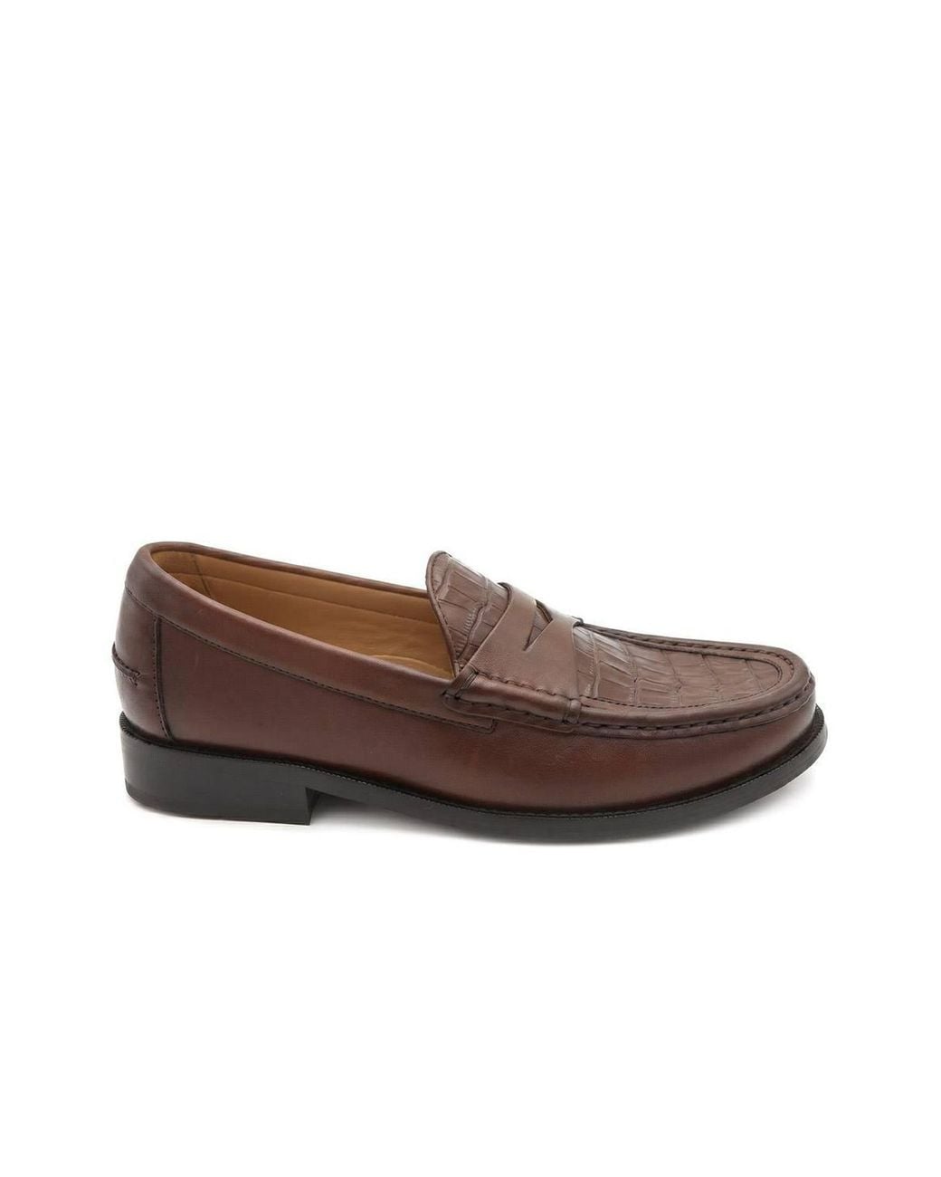Jones Bootmaker Brown Romsey Leather Penny Loafers for men