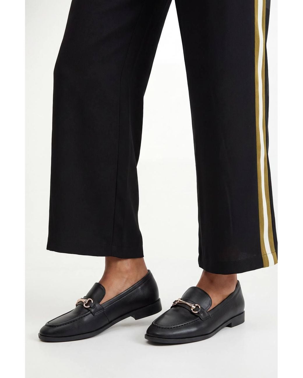 Wallis Black Jessie Faux Leather Metal Snaffle Loafers
