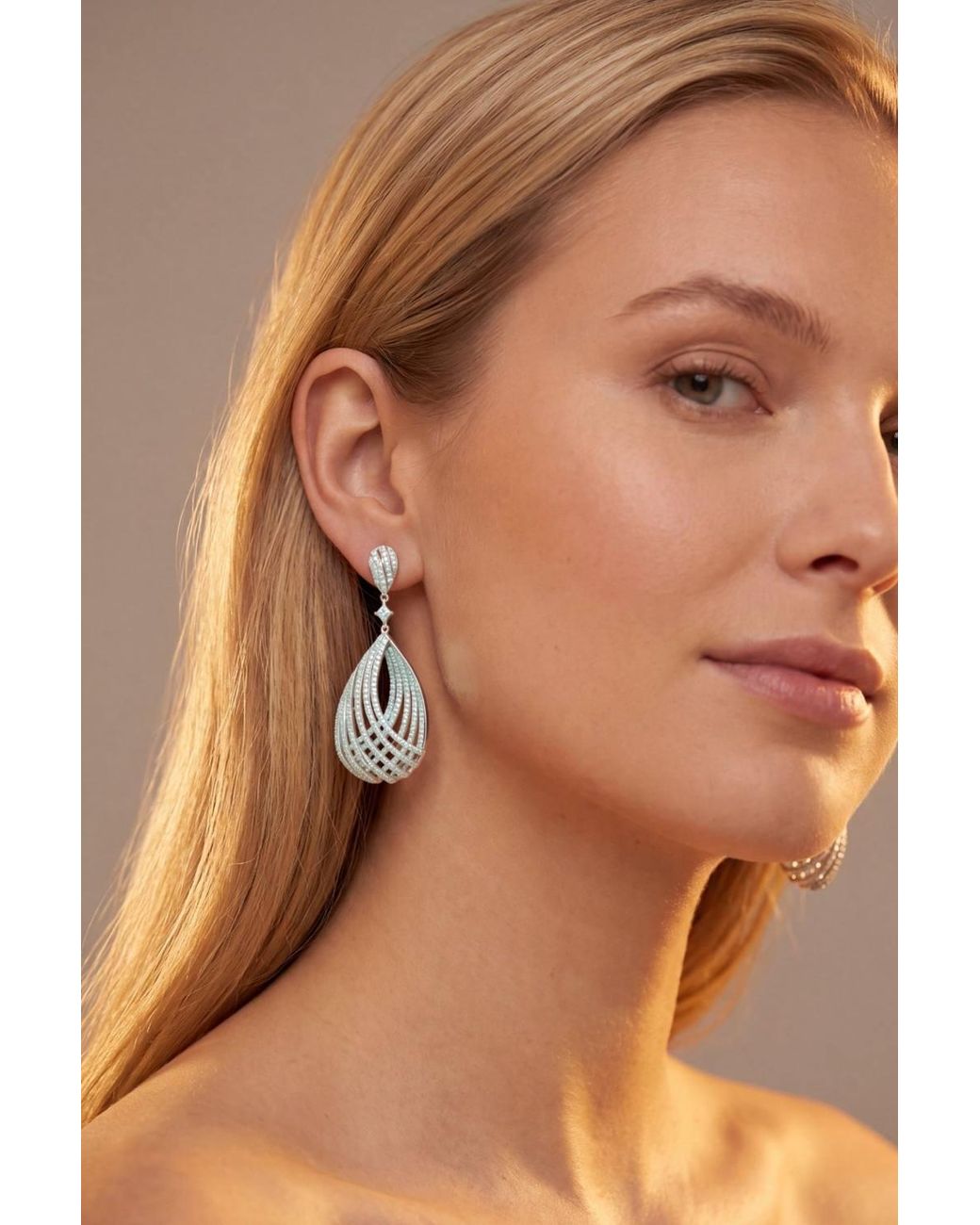 Latelita London White Vortex Teardrop Earrings Light Aquamarine