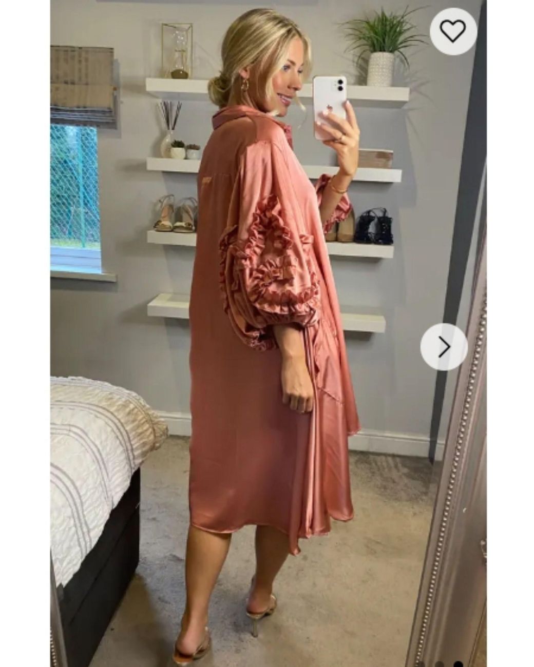 CY Pink Floral Design Oversized Sleeves Shirt Dress