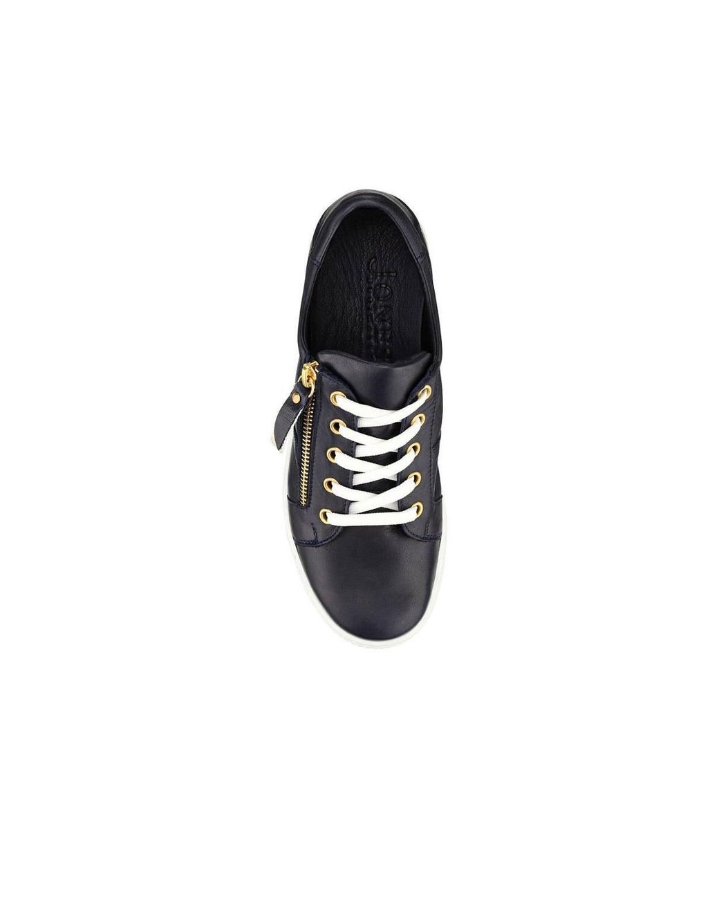 Jones Bootmaker Blue Padova Wide-Fit Leather Trainers