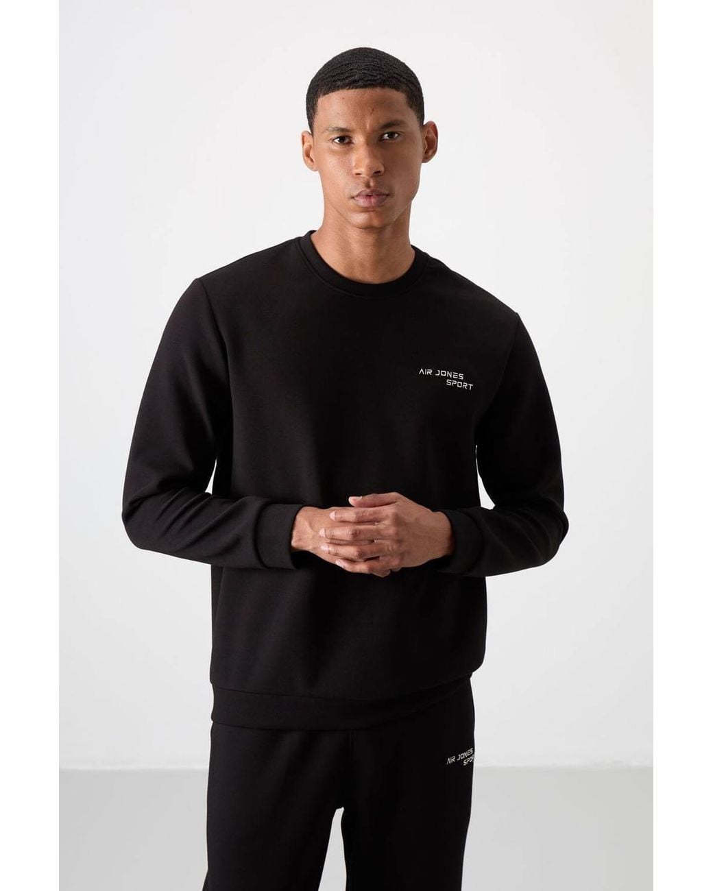TOMMY LIFE Black Long-Sleeve Sweatshirt & Pants Set for men