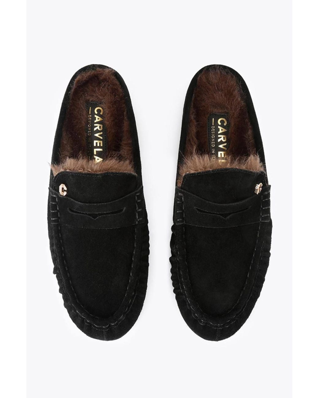 Carvela Kurt Geiger Black 'Marigold Fur Mule' Suede Flats