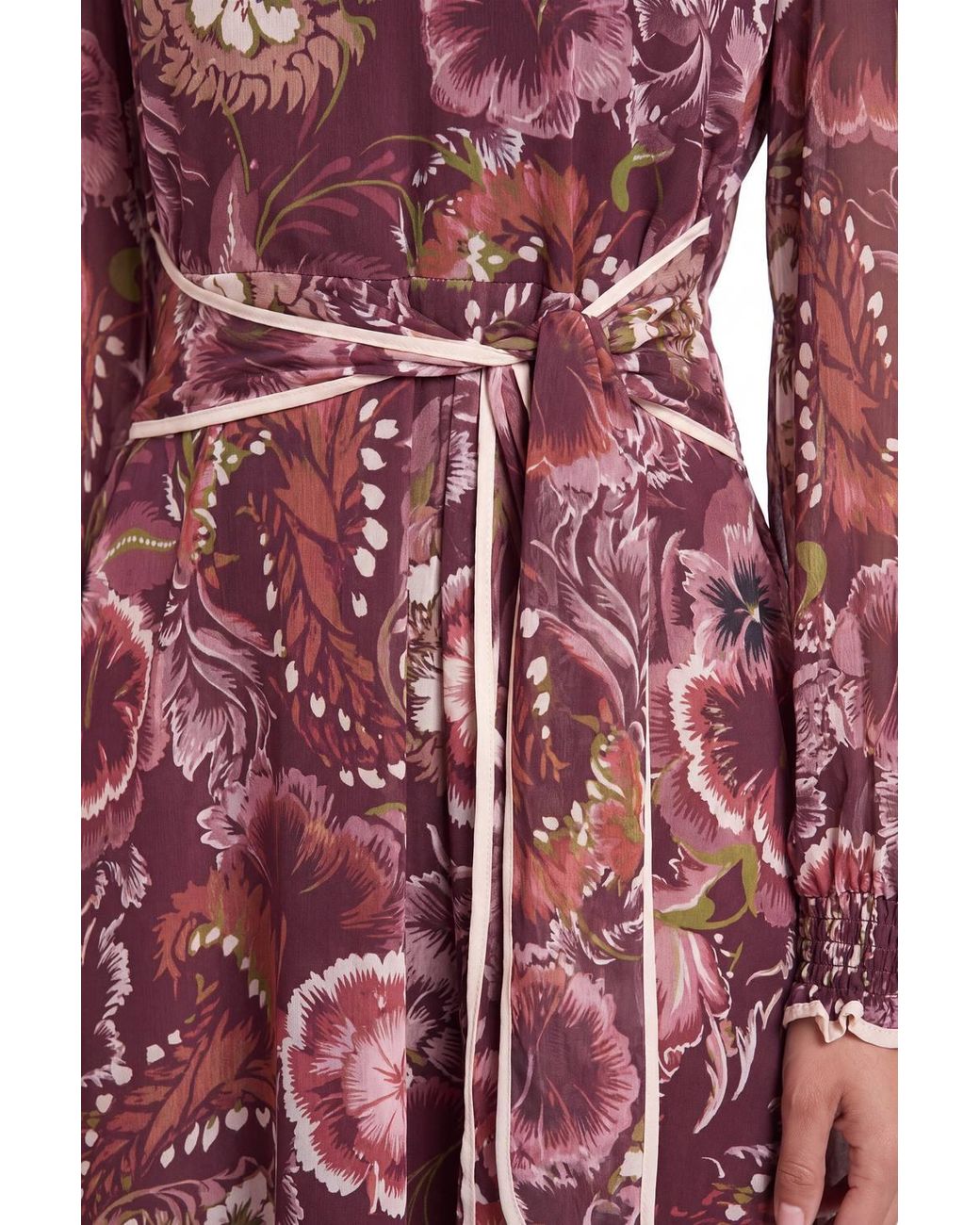 Wallis Red Paisley Chiffon Tie Waist Midi Dress