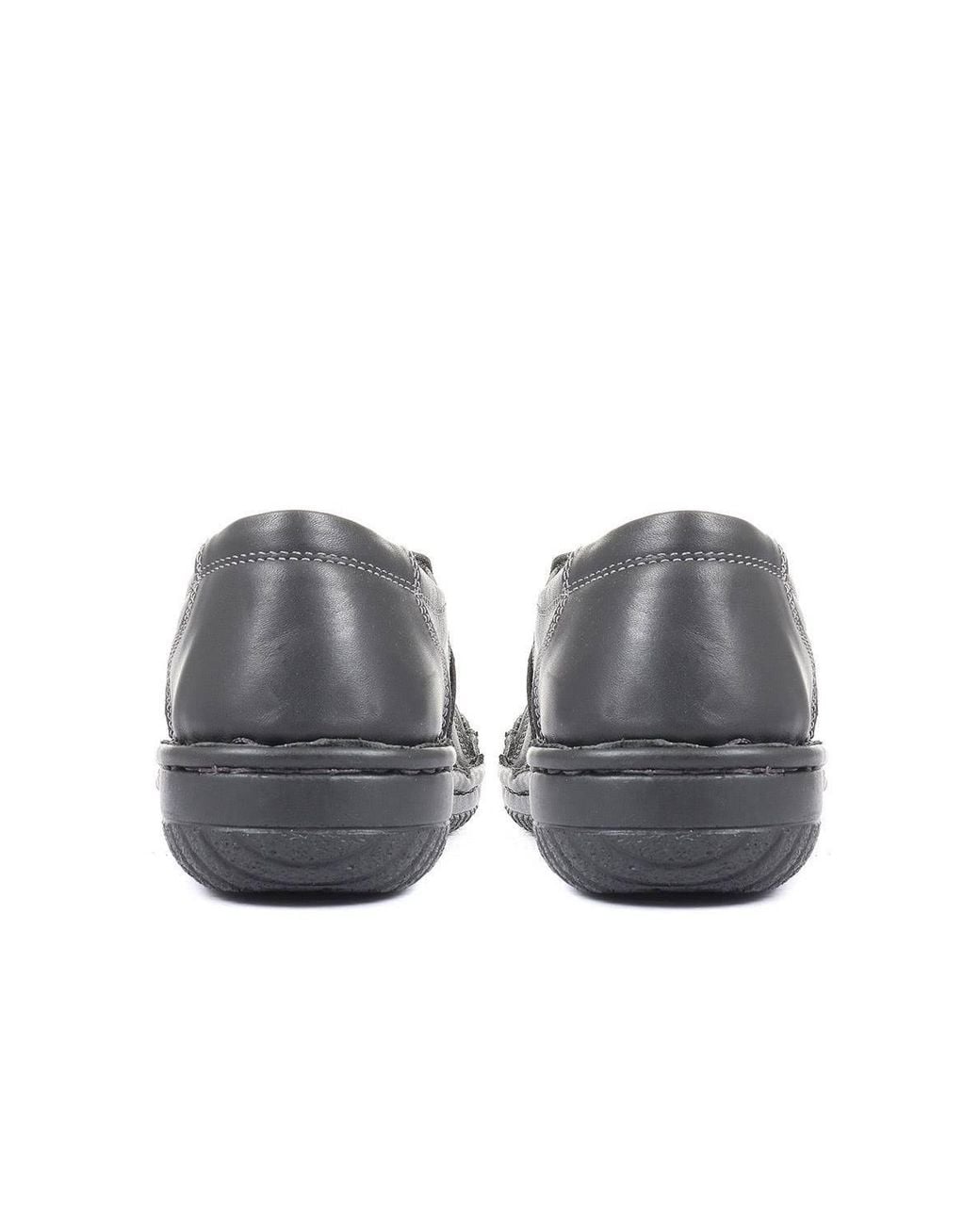 Pavers Gray Leather Slip On Shoe With Elastic Loop