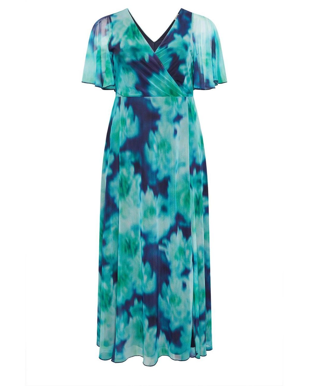 Yours Blue Blurred Abstract Maxi Dress