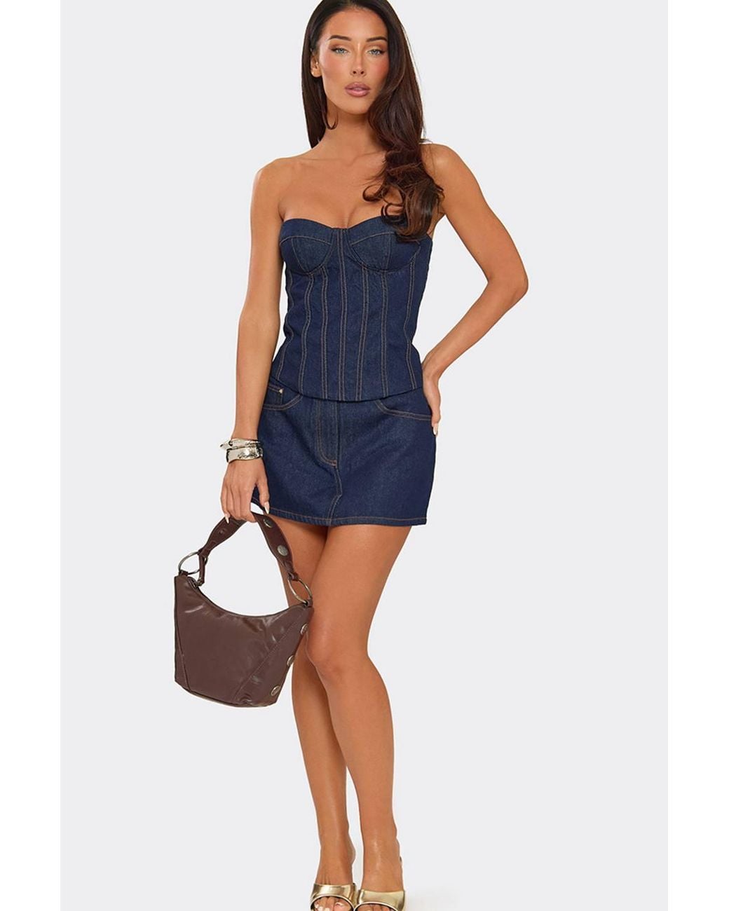 EGO Blue Denim Low Rise Mini Skirt