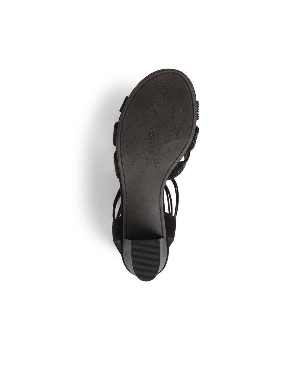 Pavers Black Slip-On Block-Heeled Sandals