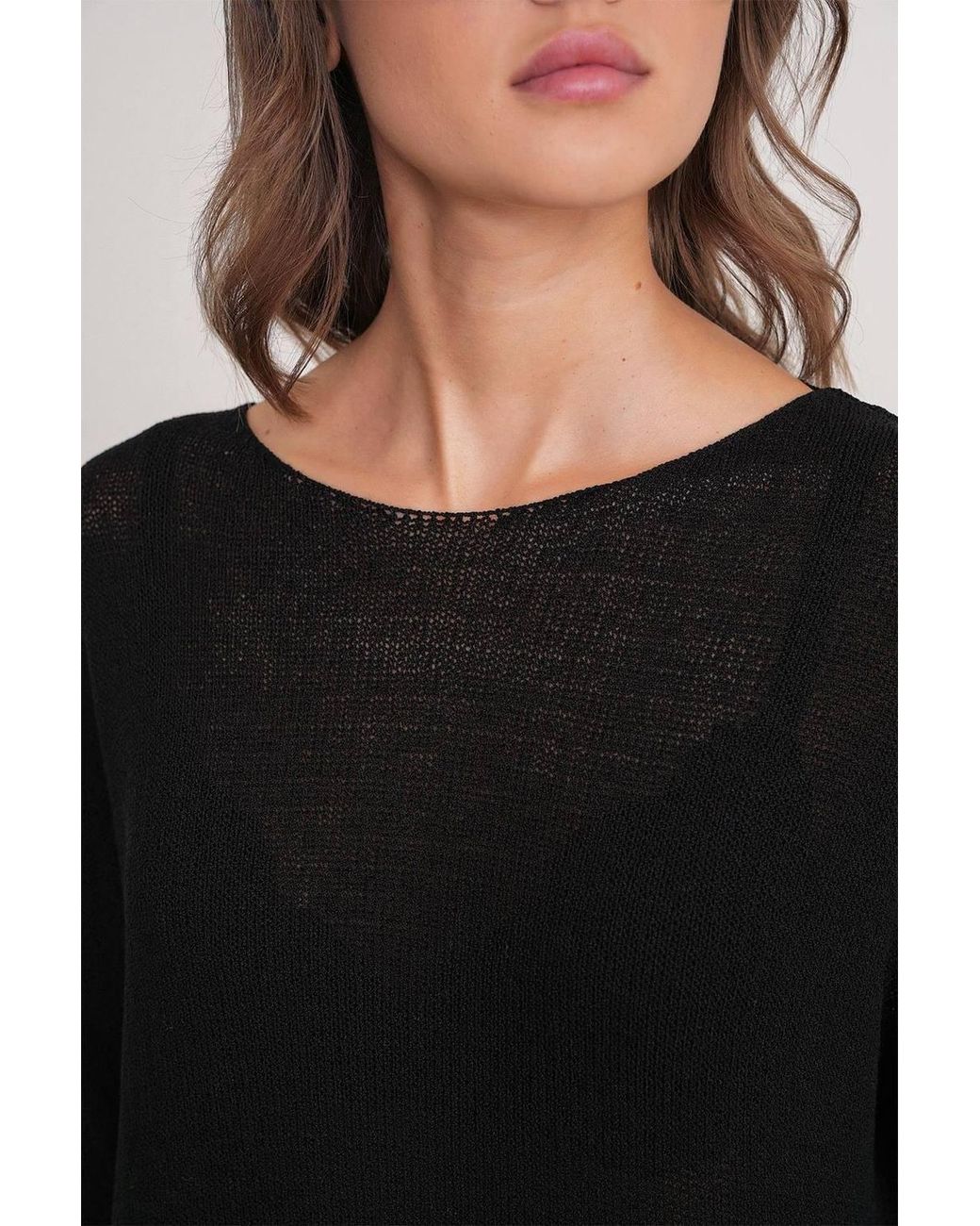 MixRay Black Oversized Boat Neck Knit Sweater